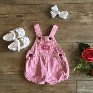 💕 OshKosh Pink Striped Overalls 3-6 Months